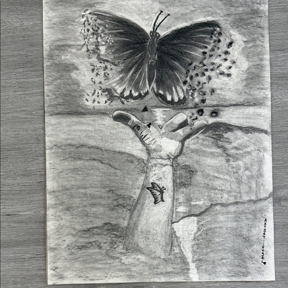 Monochrome Butterfly Art Print